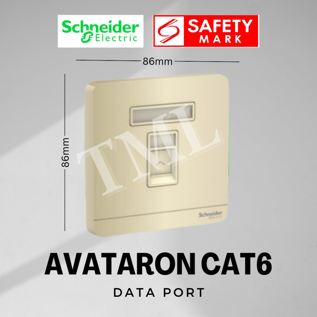 [SG Seller] Schneider AvatarON 1Gang RJ45 Data Port Cat6 White Dark Grey Dark Wood Wine Gold Hairline Gold