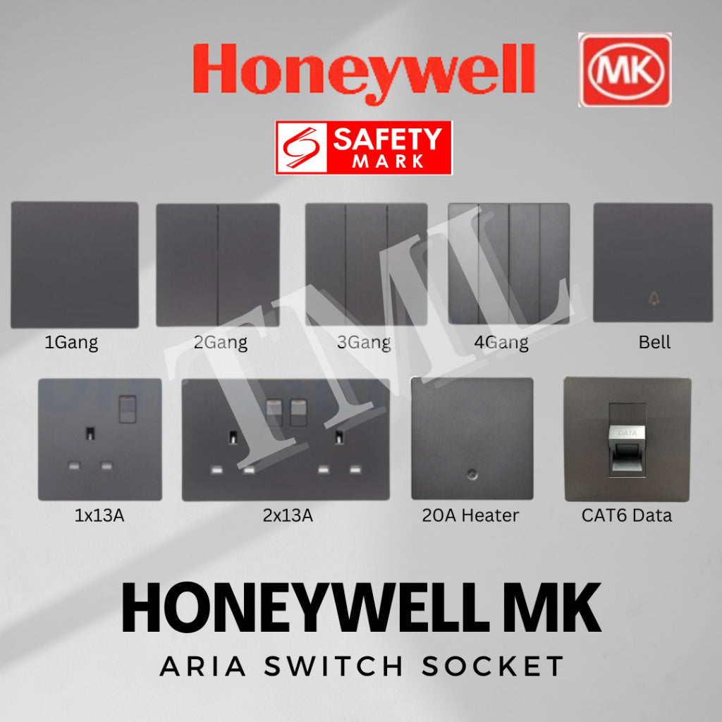 [Safety Mark] Honeywell MK Aria Switch and Socket Black White Grey Rose Gold