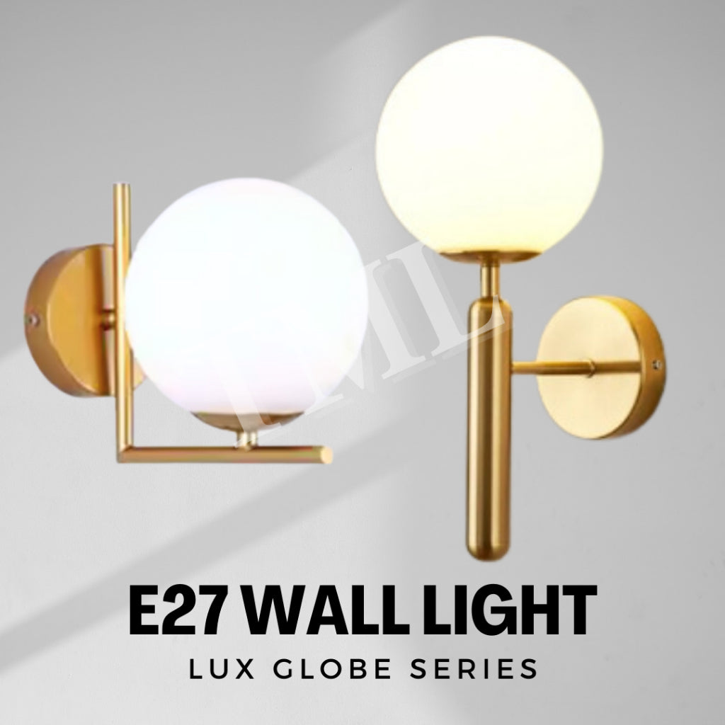 Lux Gold E27 Globe Wall Light Bedside Bathroom Balcony Hallway TML