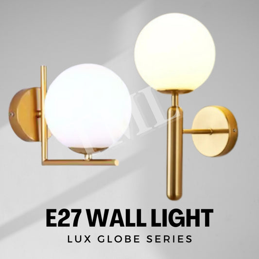 Lux Gold E27 Globe Wall Light Bedside Bathroom Balcony Hallway TML