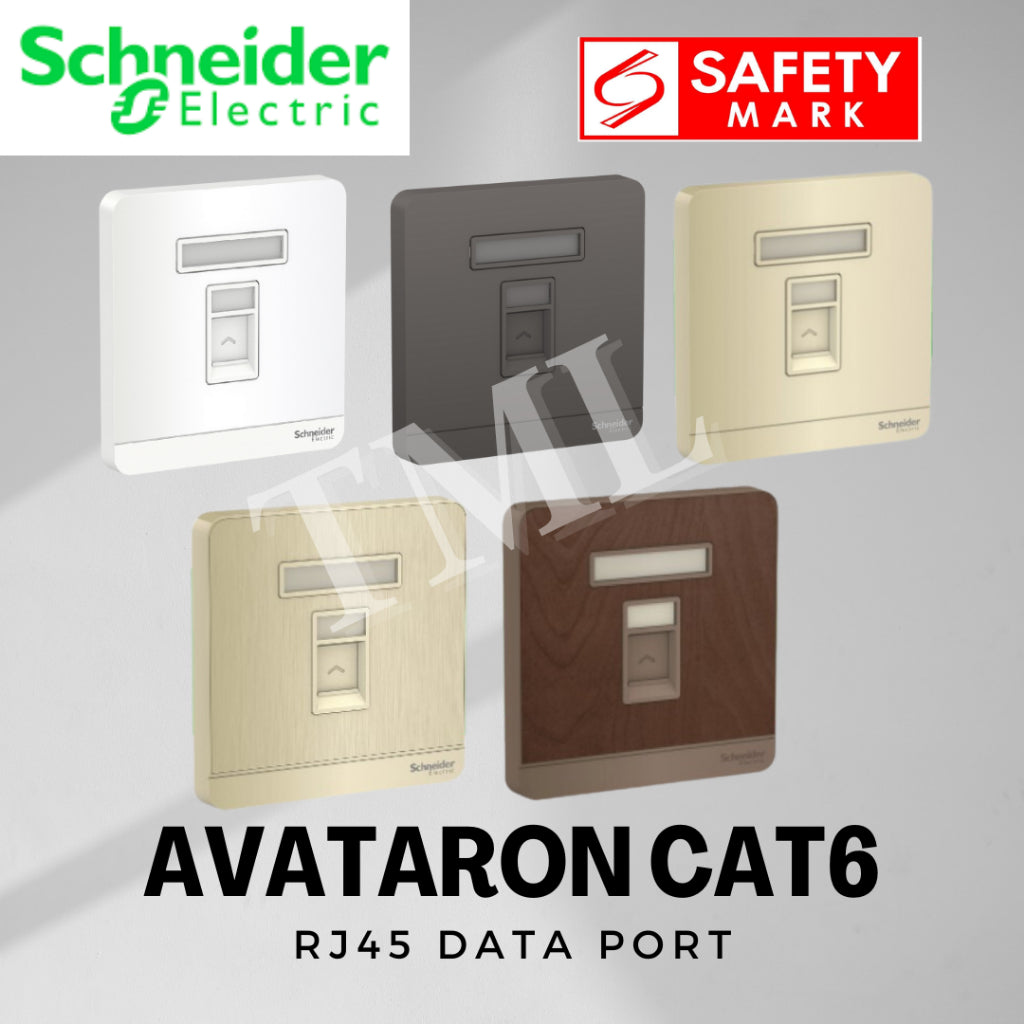 [SG Seller] Schneider AvatarON 1Gang RJ45 Data Port Cat6 White Dark Grey Dark Wood Wine Gold Hairline Gold