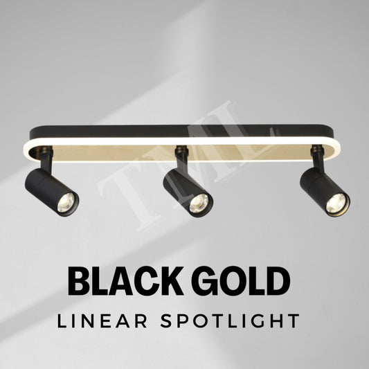 Premium Black Gold 3Head Spotlight GU10 Halo Track Light Tritone