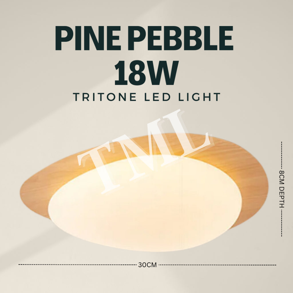 Pine Wood Print Pebble Tritone LED Ceiling Light for bedroom living hall