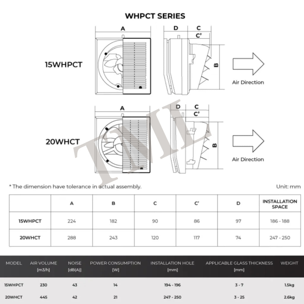 Installation KDK 15WHCT 20WHCT Exhaust Fan Ventilation Fan Ventilating Install TML