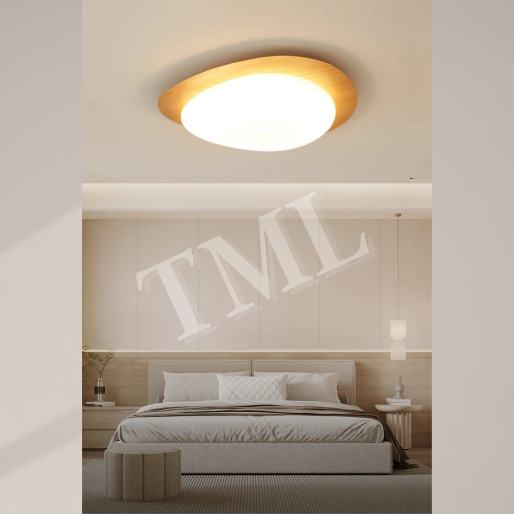 Pine Wood Print Pebble Tritone LED Ceiling Light for bedroom living hall