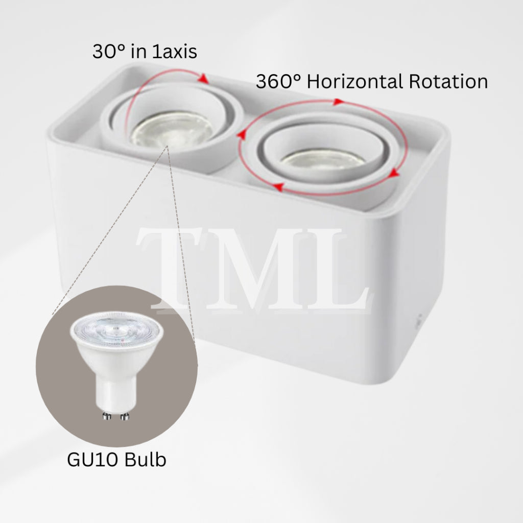 Premium 360 degree Halo Surface GU10 LED Spotlight Single Head Square Double Head Rectangular