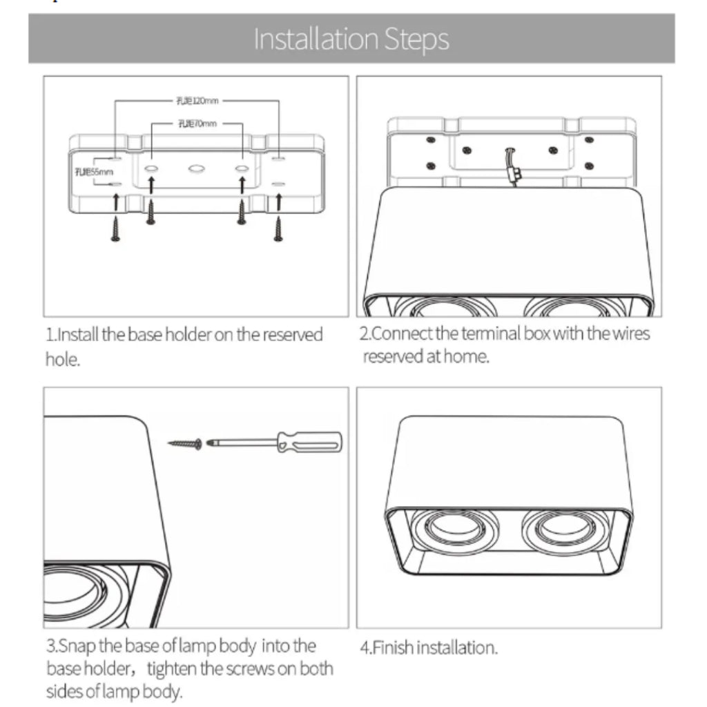 Premium 360 degree Halo Surface GU10 LED Spotlight Single Head Square Double Head Rectangular