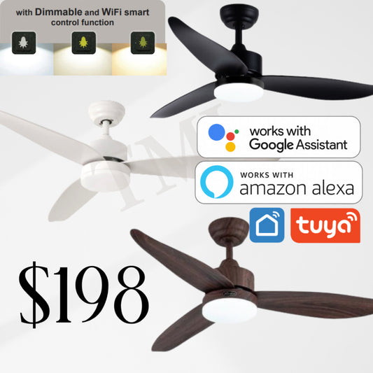 Bestar Razor 46inch 54inch DC Smart Ceiling Fan with Dimmable Light Google Assistant Tuya Amazon Alexa TML