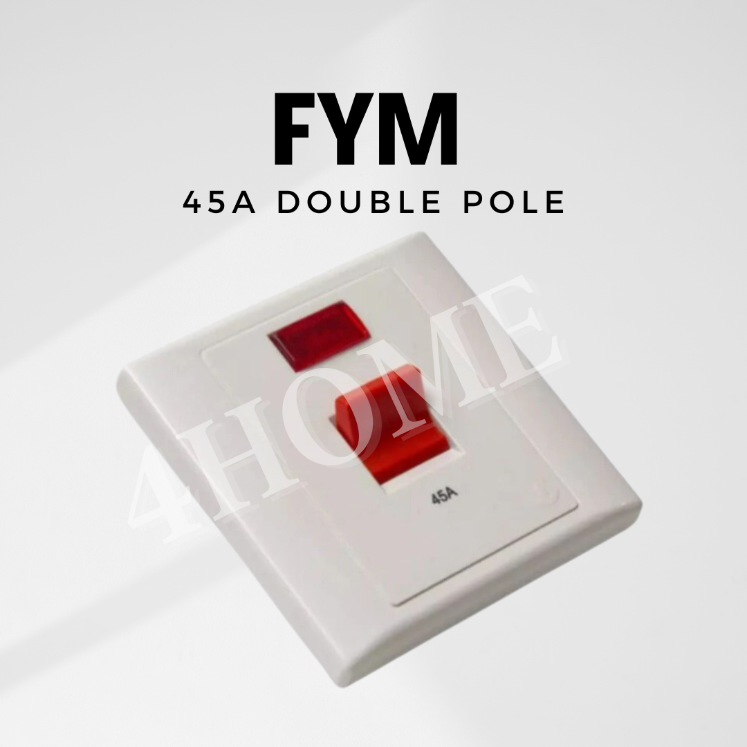 FYM Glacier 45A Double Pole Cooker Switch with Neon